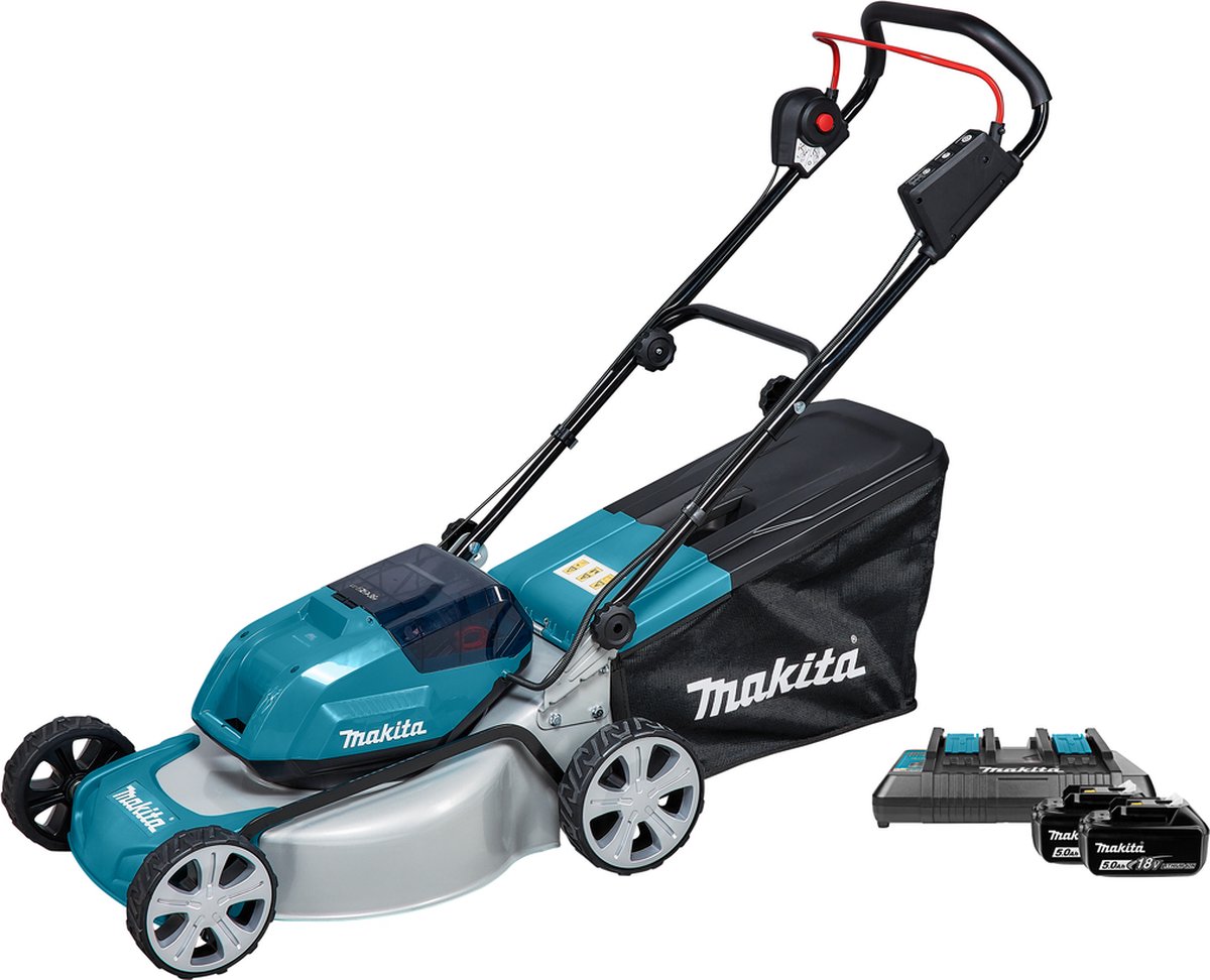 Makita DLM463PT2 | LXT 2x18 V accu Grasmaaier | 46 cm | 5,0 Ah accu (2 st) | duo snellader | in doos
