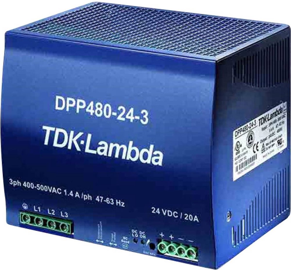 TDK-Lambda DPP480-24-3 DIN-rail netvoeding 24 V/DC 20 A 480 W Aantal uitgangen: 1 x Inhoud: 1 stuk(s)