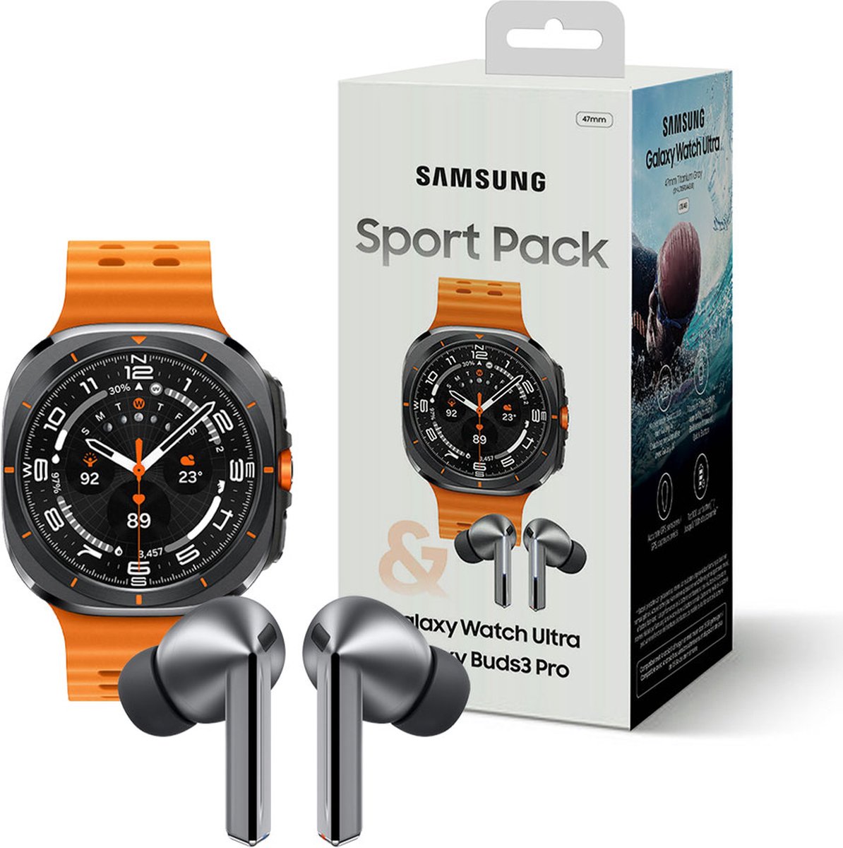 Samsung Galaxy Watch Ultra Titanium Grijs + Buds3 Pro Zilver