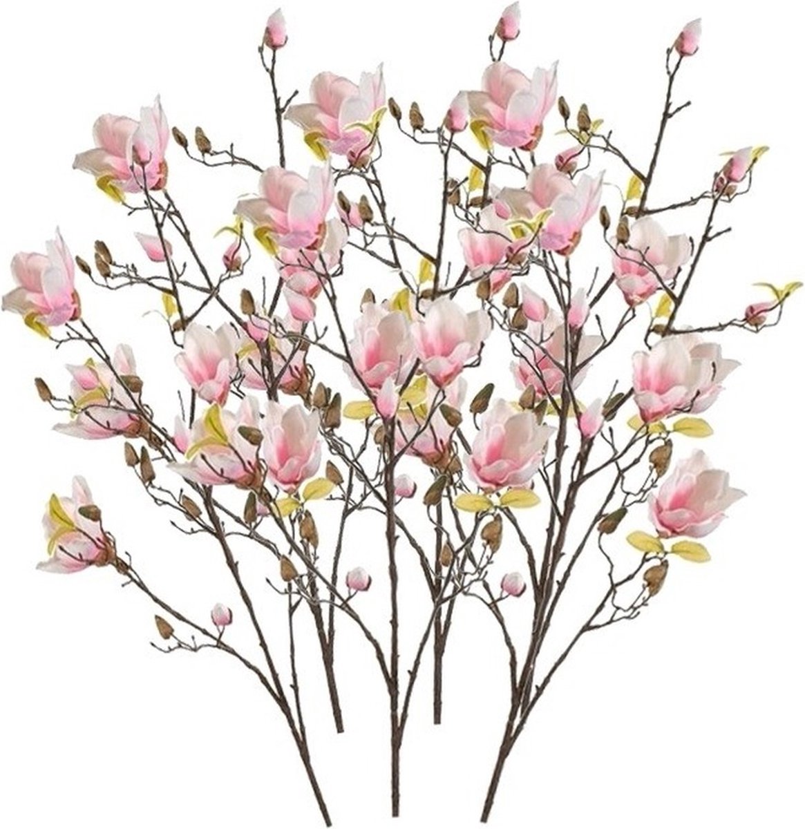6x Roze Magnolia kunstbloemen tak 105 cm -