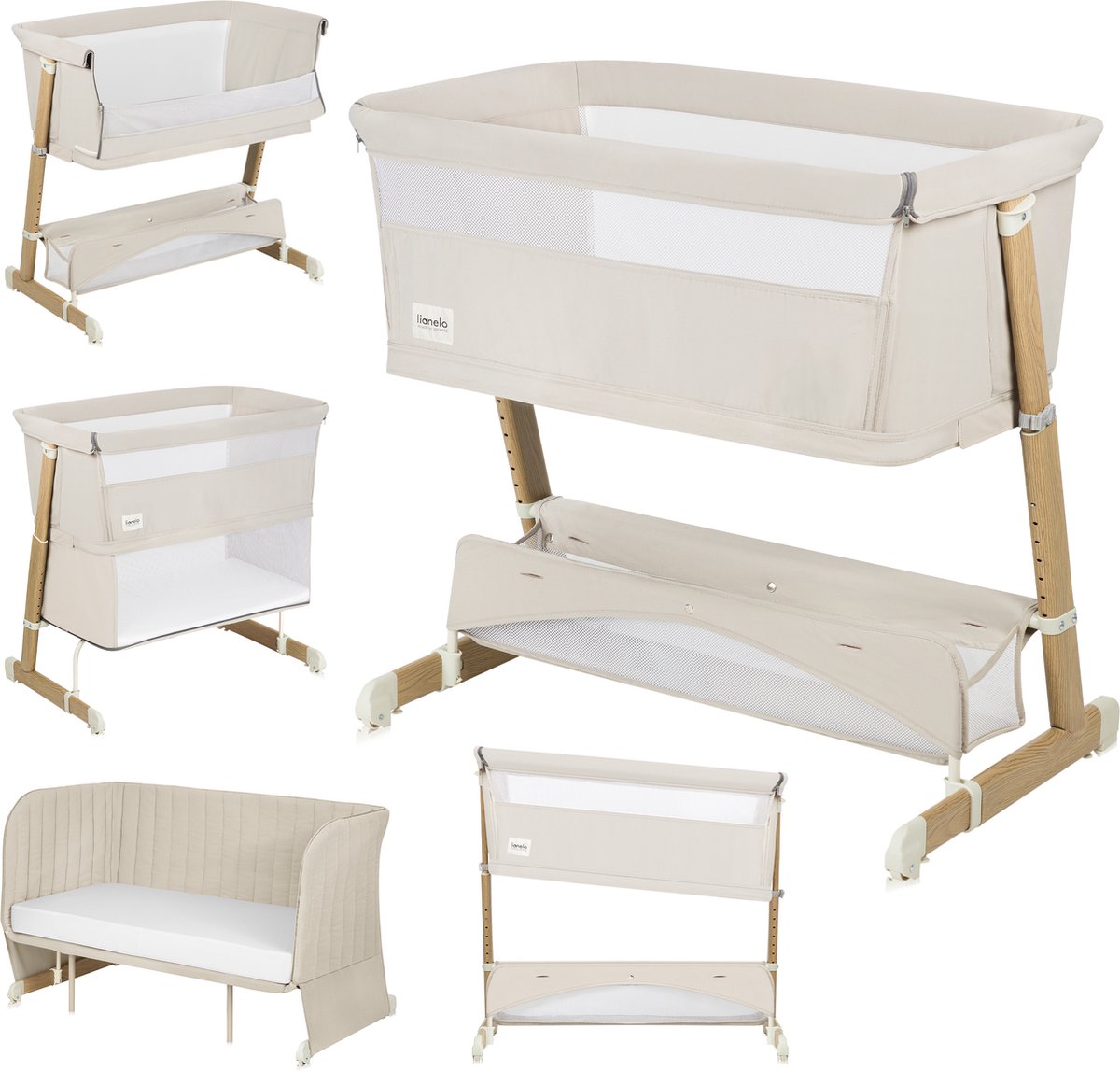 Co-sleeper Lionelo Thomi Plus 5in1 Cot Beige Sand