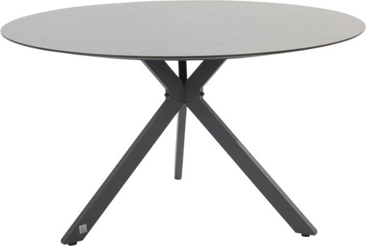 Locarno Tafelframe Antracite Met Locarno HPL Slate Tafelblad diameter 130 cm - 4SO