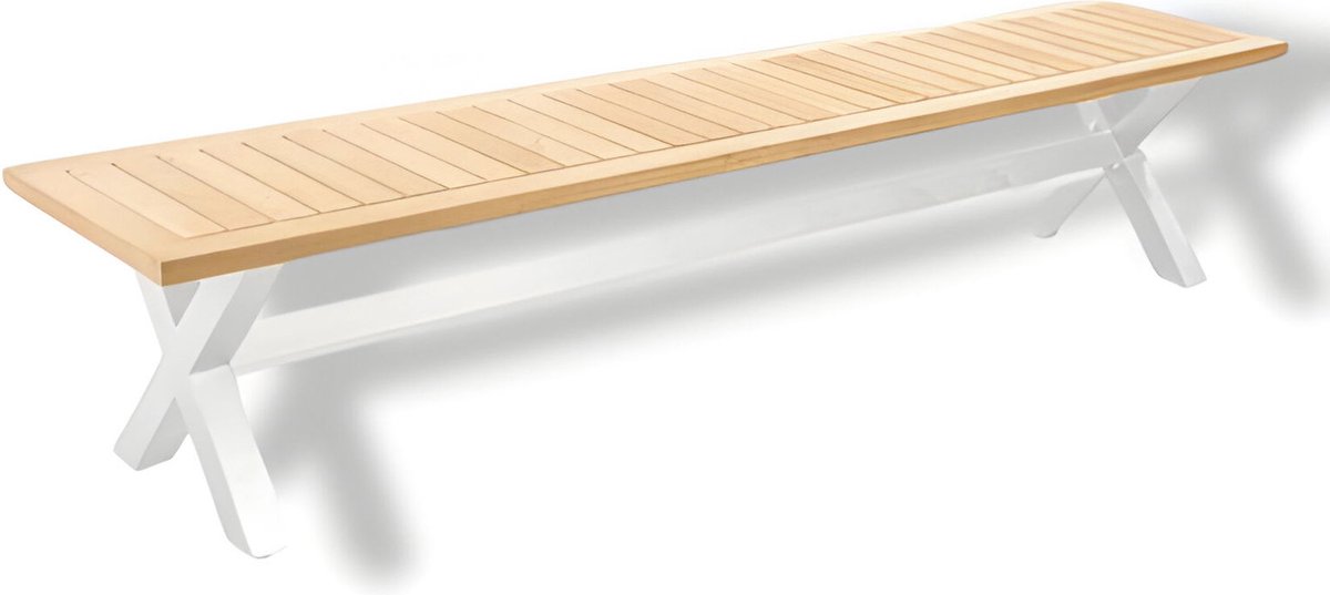 Wakai bench 217x45cm. alu white/teak - Yoi