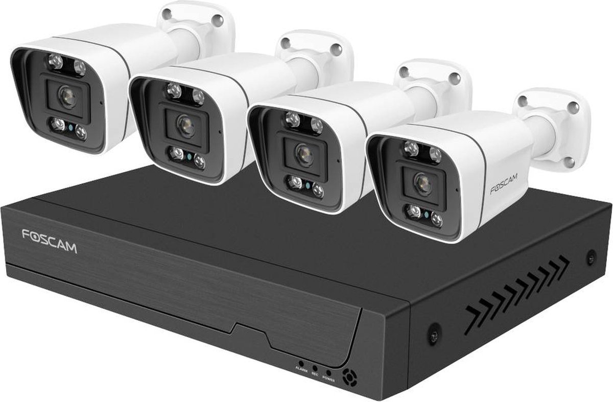 Foscam FNA108E-B4-2T IP-Bewakingscameraset LAN 8-kanaals Met 4 cameras 3840 x 2160 Pixel