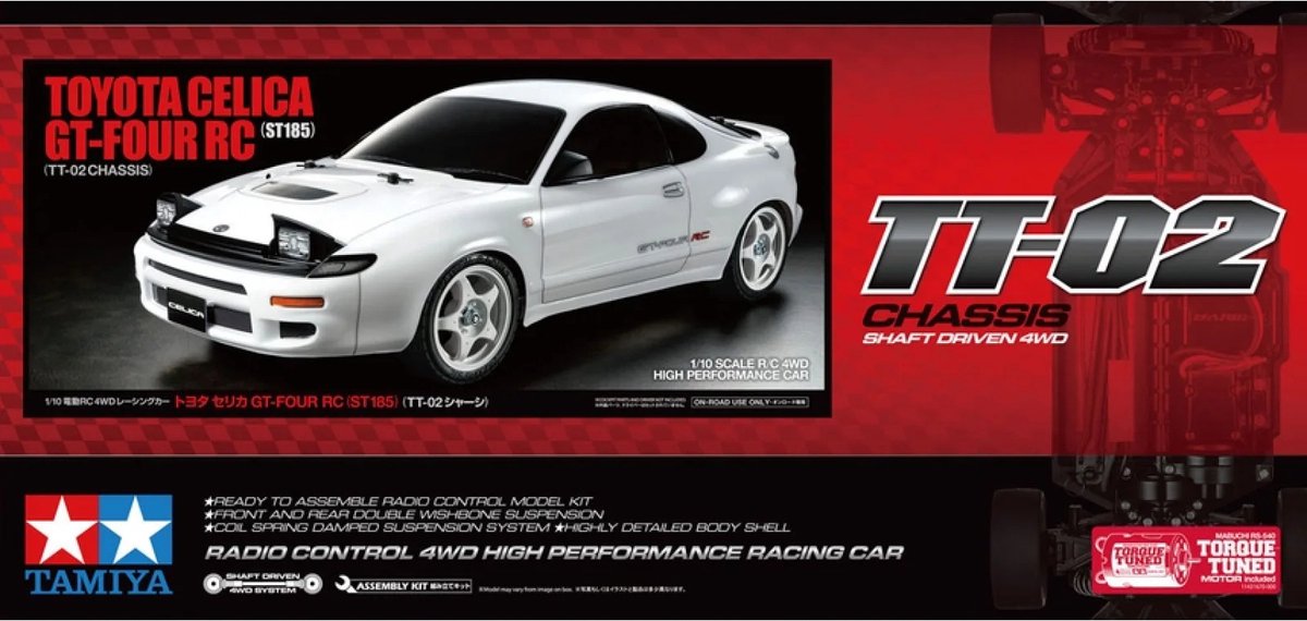 Tamiya 1:10 RC auto Elektro Straatmodel oyota Celica GT-Four 4WD Bouwpakket TT-02