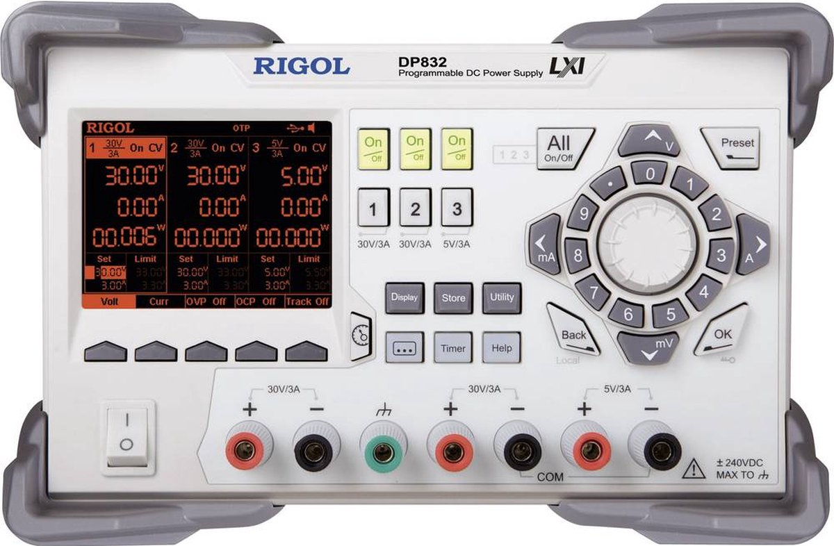 Rigol DP832 Labvoeding, regelbaar 0 - 30 V/DC 0 - 3 A 195 W Aantal uitgangen: 3 x