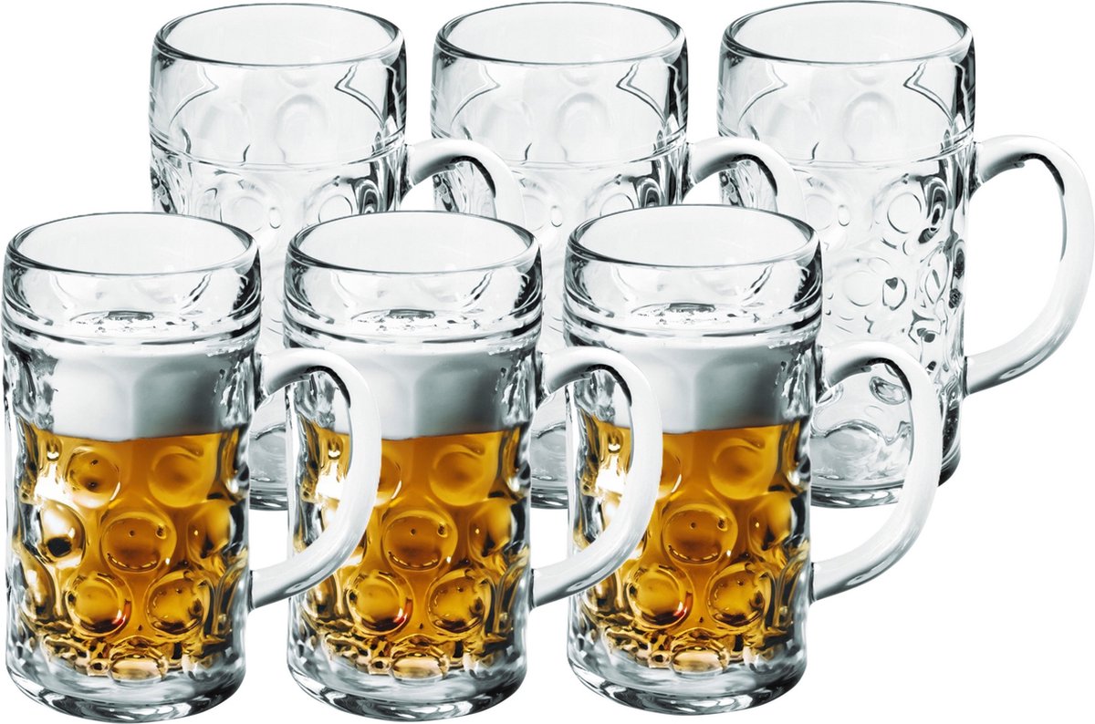 24x Bierpullen/bierglazen halve liter/50 cl/500 ml van onbreekbaar kunststof -