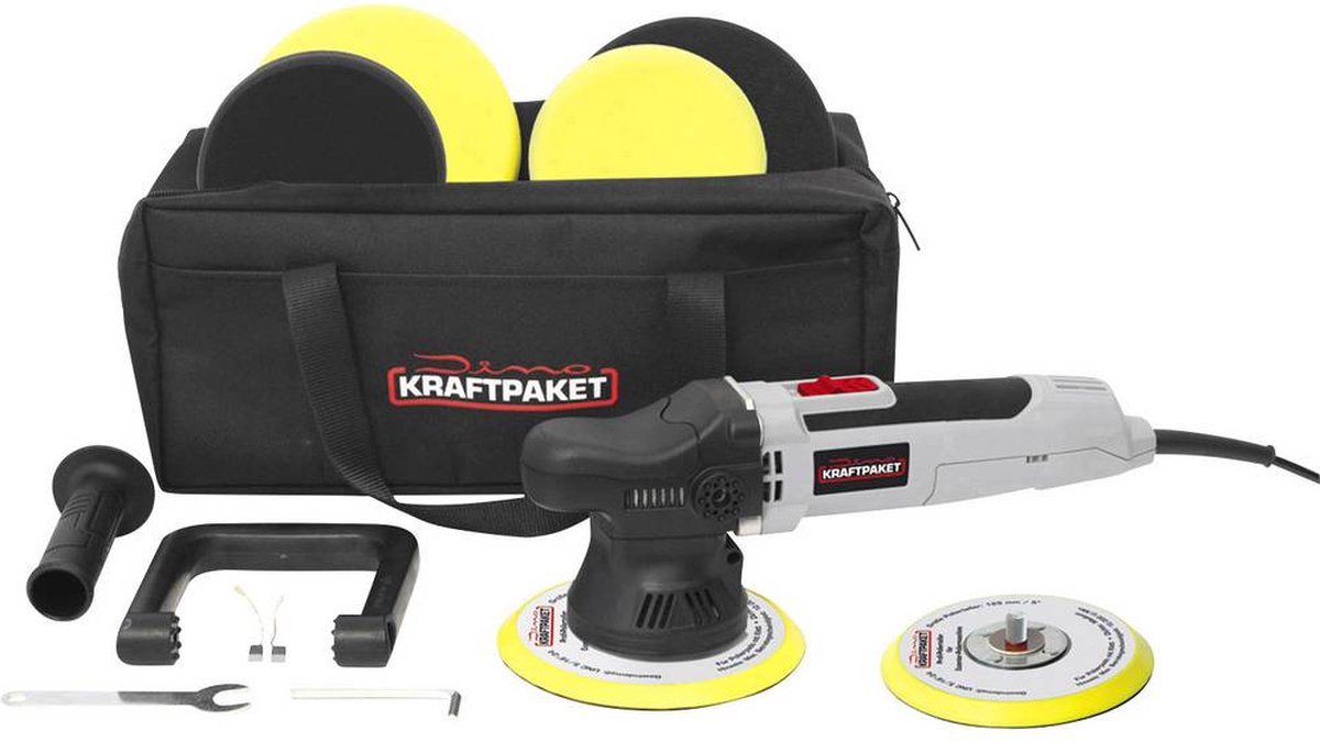 Dino KRAFTPAKET Exzenterpoliermaschine 230 V 650 W 1600 - 6400 U/min 125/150 mm 9mm Hub 640296 Excentrische polijstmachine 230 V 650 W 1600 - 6400 omw/min 125