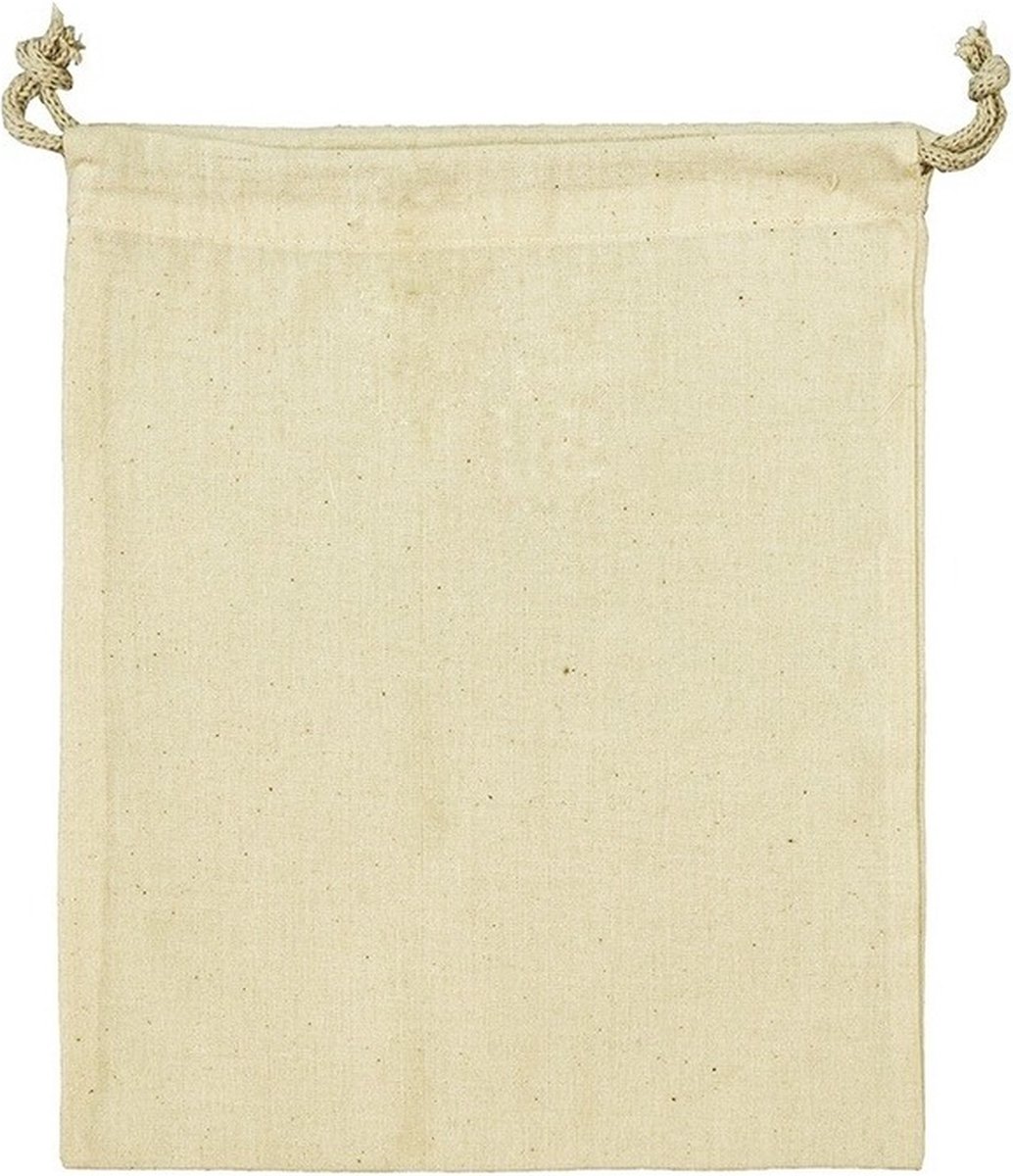 80x Canvas opbergzakjes met koord 10 x 14 cm -