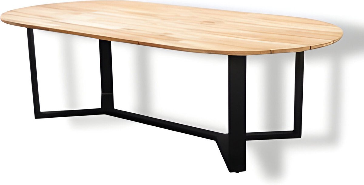 Kaihou table 260x122cm. oval alu black/teak - Yoi