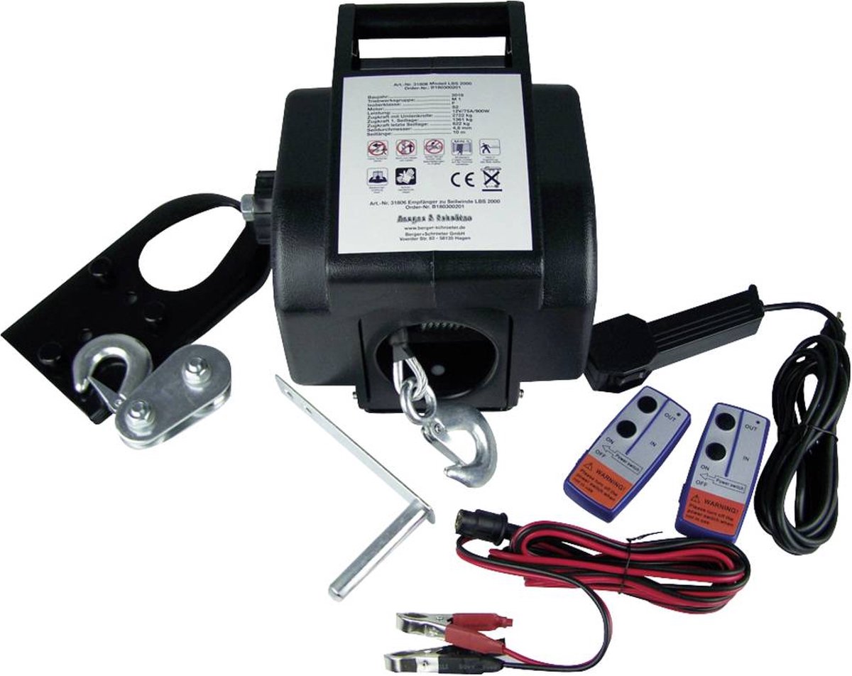 Berger & Schröter lb2000 boat Kabellier Trekkracht (staand): 622 kg Trekkracht (rollend): 1361 kg Draadloze afstandsbediening, Kabelgebonden afstandsbediening