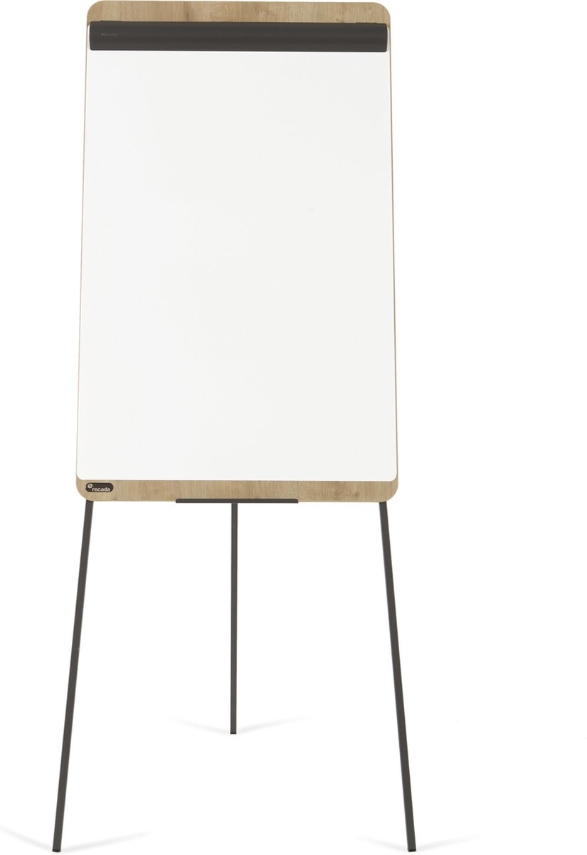 Rocada Flipchart NAT0610 (b x h) 700 mm x 1900 mm Hout, Eiken, Wit (RAL 9003) Afwisbaar, Beschrijfbaar, In hoogte verstelbaar, Incl. opbergbakje, Magneetband