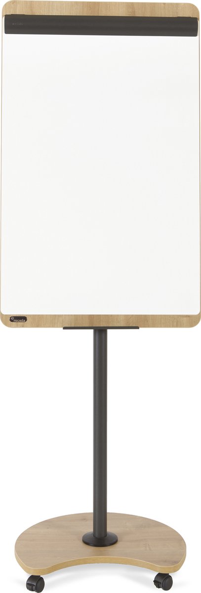 Rocada Flipchart NAT0616 (b x h) 670 mm x 2000 mm Hout, Eiken, Wit (RAL 9003) Afwisbaar, Beschrijfbaar, In hoogte verstelbaar, Incl. opbergbakje, Magneetband