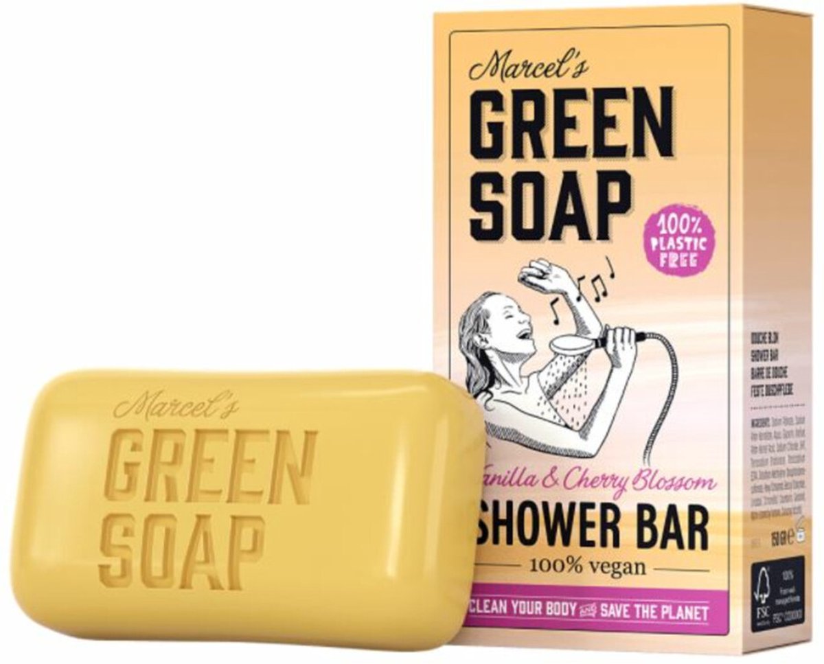 48x Marcel's Green Soap Showerbar Vanilla&Cherry Blossom 150 gr