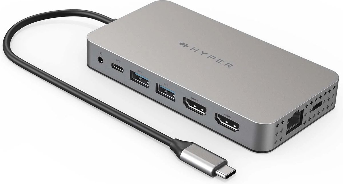 HYPER Dual 4K HDMI 10-in-1 USB-C Hub USB-C dockingstation Geschikt voor merk (dockingstation): Apple, Universeel USB-C Power Delivery, Geïntegreerde kaartlezer