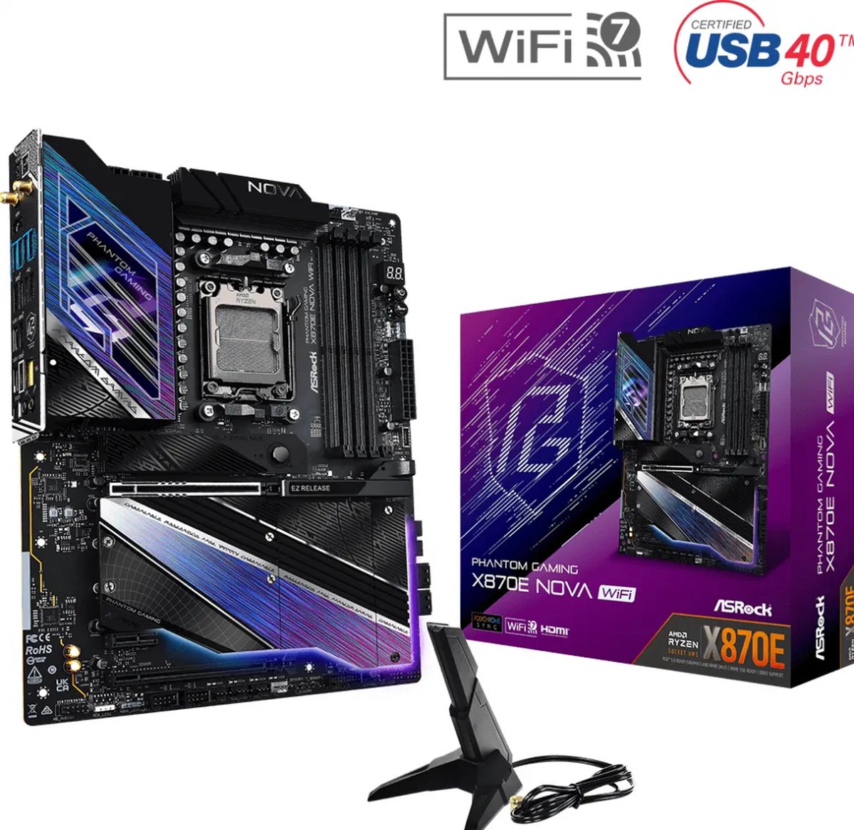 X870E Nova WiFi Moederbord