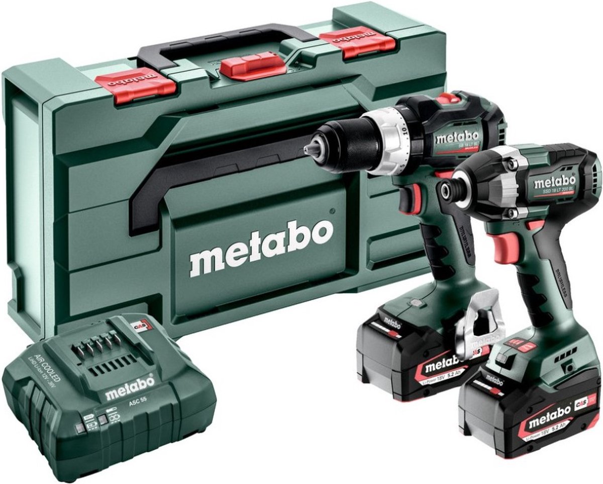 Metabo Comboset 2.8.8. 18V Li-ion Accu Klopboormachine En Slagmoersleutel Set (2x5.2Ah) In MetaBOX