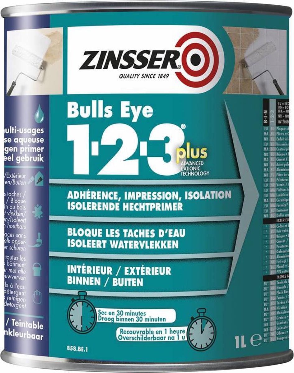 Zinsser Bulls Eye 1-2-3 Plus - Primer - Wit - 10L