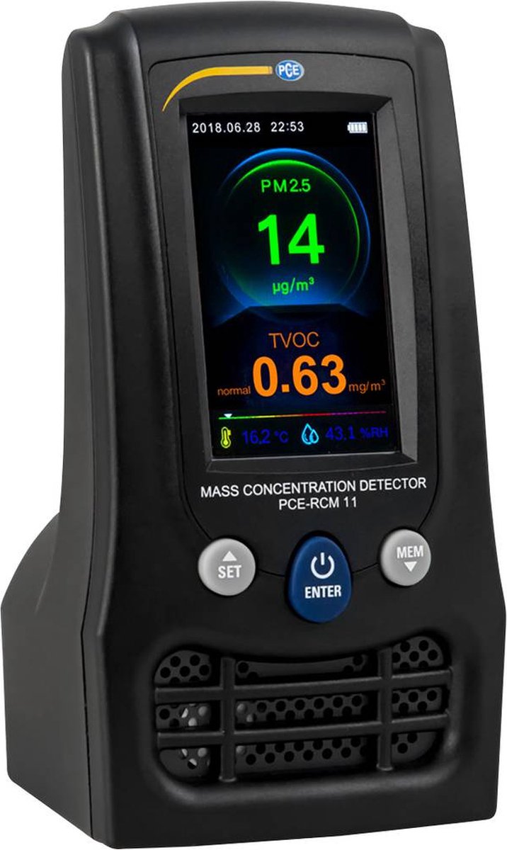 PCE Instruments Fijnstofmeter Luchtvochtigheid, Temperatuur, Fijnstof, Luchtdeeltjes Met temperatuurmeting, Met USB-interface, Met datalogger