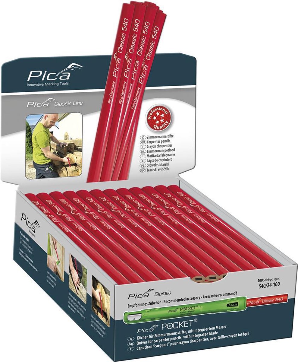 Pica 540/30 Timmermanspotloden | 30cm | Display | 100 stuks - PI54030-100