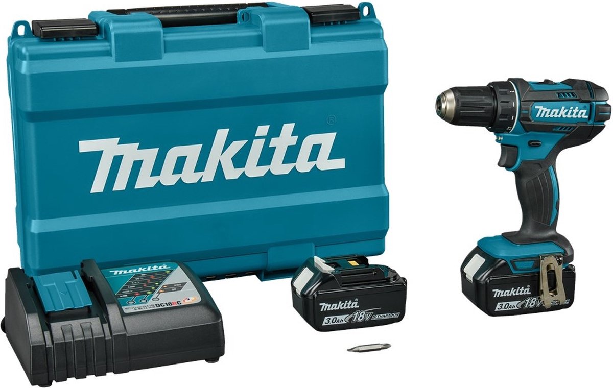 Makita DDF482RFE 18v Boor-/schroefmachine 3,0 Ah accu (2 st), snellader, Koffer