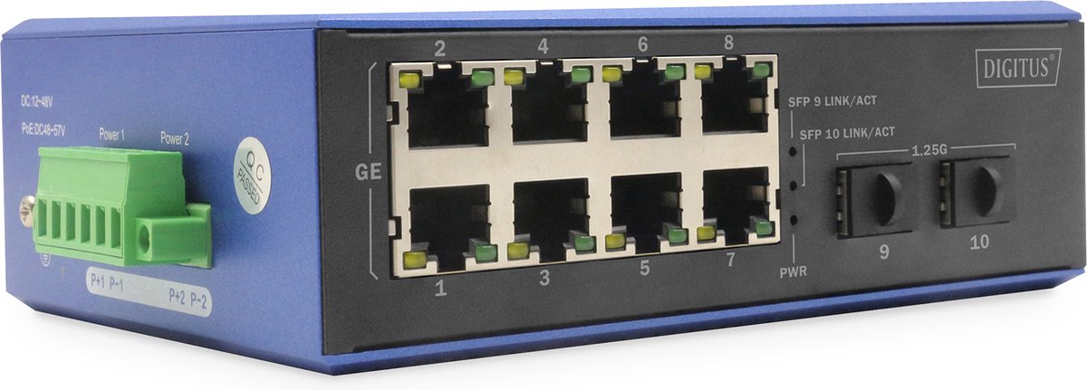 Digitus DN-651151 Industrial Ethernet Switch 8 + 2 poorten 1 GBit/s