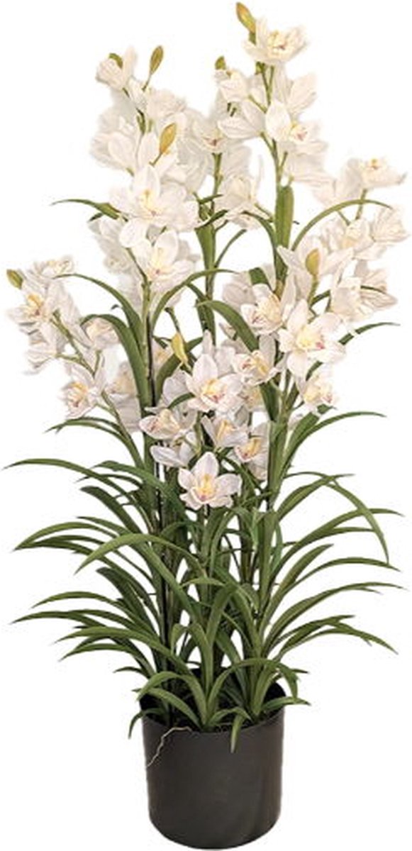 Cymbidium kunstplant 125 cm, wit - Buitengewoon de Boet