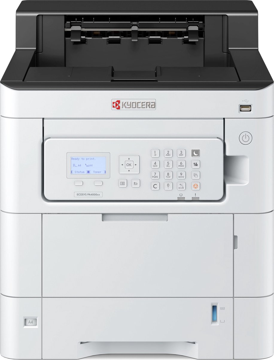 Kyocera ECOSYS PA4000cx Printer Laser, kleur Kleur A4 40 pag./min. 40 pag./min. 1200 x 1200 dpi Duplex, LAN, USB