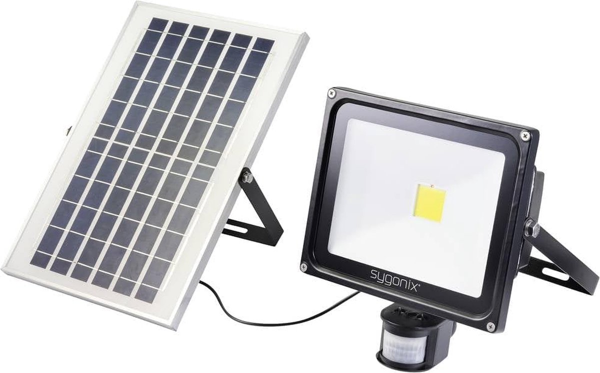 Sygonix SY-5461112 Spot op zonne-energie met bewegingsmelder 50 W Neutraalwit Zwart