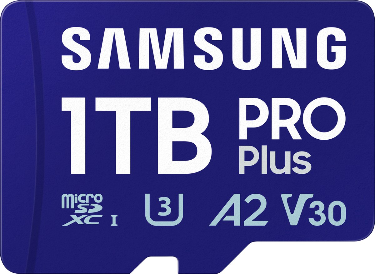 Samsung microSD Card PRO Plus (2023) miniSDXC-kaart Retail 1 TB Class 10, UHS-Class 1, Class 3 UHS-I , v30 Video Speed Class, A2 Application Performance Class