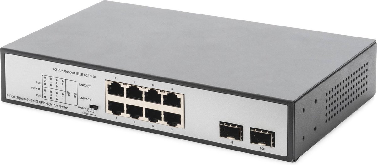 Digitus DN-95140 19 netwerk switch RJ45/SFP 8 + 2 poorten 10 / 100 / 1000 MBit/s PoE-functie