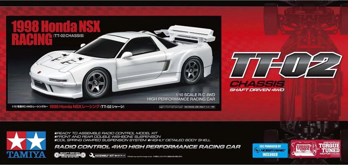 Tamiya 1:10 RC auto Elektro Straatmodel Honda NSX 1998 Racing 4WD Bouwpakket