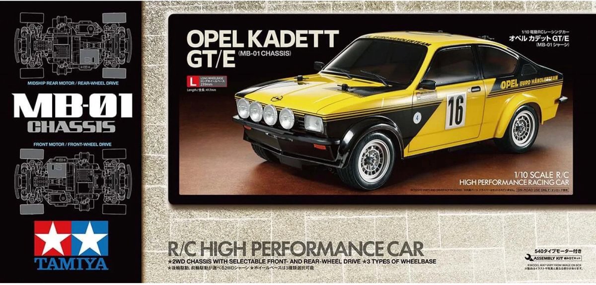Tamiya 1:10 RC auto Elektro Straatmodel Opel Kadett GT/E Achterwielaandrijving Bouwpakket