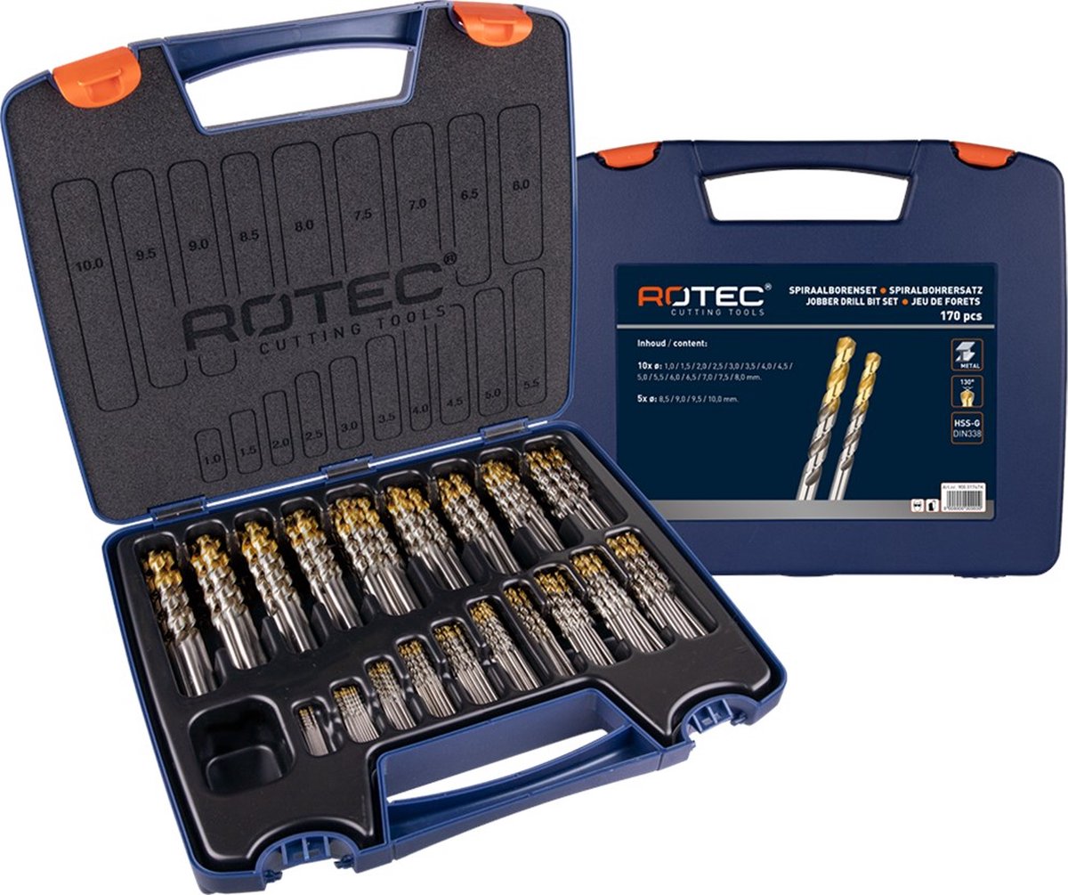 Rotec 170 dlg. ABS-koffer Spiraalb. Geslepen TiN 1,0-10,0x0,5 mm - 900.0174TK