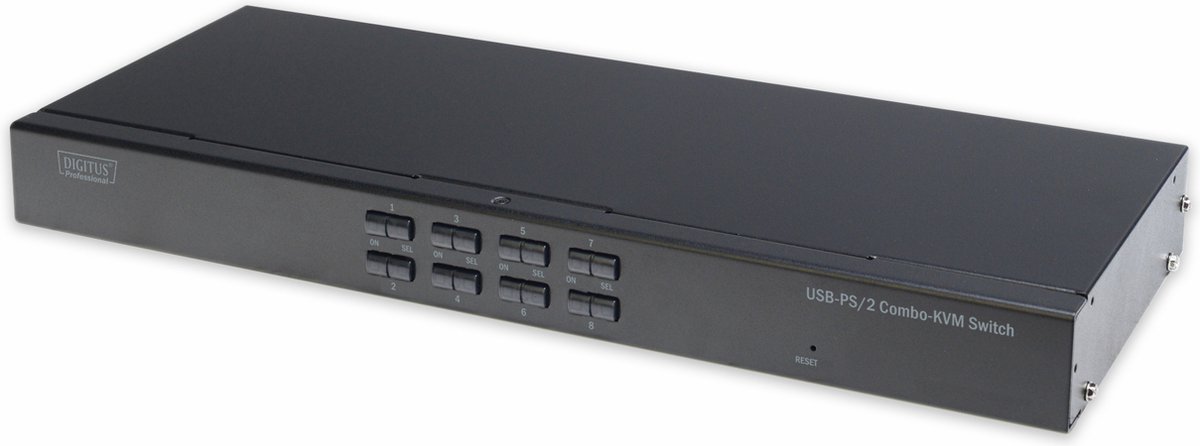 Digitus KVM-Umschalter KVM-switch 8 poorten VGA PS/2, USB 1280 x 1024 Pixel, 1920 x 1200 Pixel
