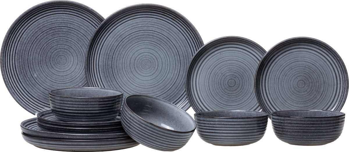 Cosy & Trendy Serviesset Kentucky Grey - 12-delig / 4 personen