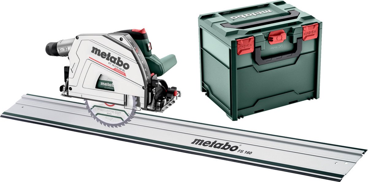 Metabo KT 18 LTX 66 BL 18V Li-ion Accu Invalcirkelzaag Body Incl. Geleiderail In MetaBox - 165 X 20mm - Koolborstelloos