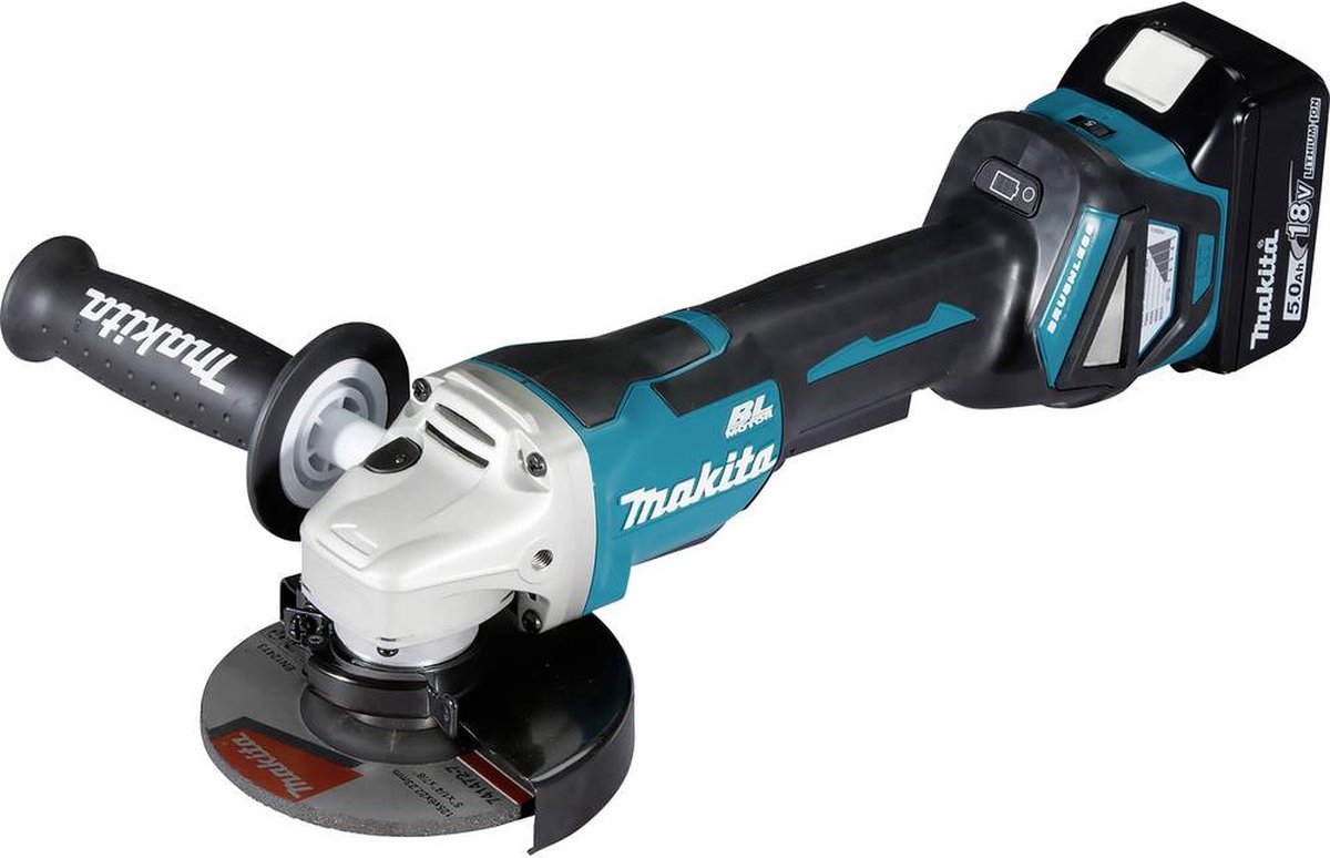 Makita DGA515RTJ DGA515RTJ Haakse accuslijper 125 mm Incl. 2 accus, Incl. lader 18 V 5 Ah