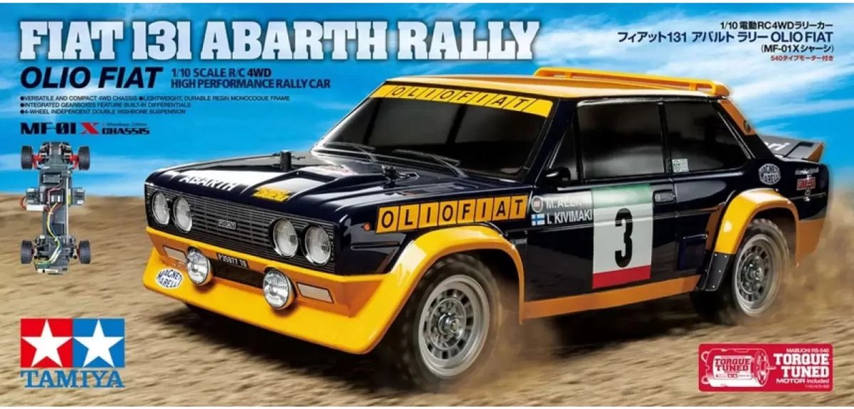 Tamiya Fiat 131 Abarth OF 1:10 RC auto Elektro Rallywagen 4WD Bouwpakket