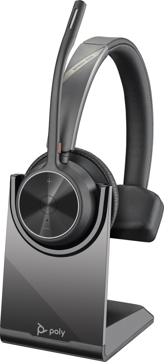 HP Poly Voyager 4310 UC Mono On Ear headset Computer Bluetooth Mono Zwart Noise Cancelling Volumeregeling, Incl. oplaad- en dockingstation
