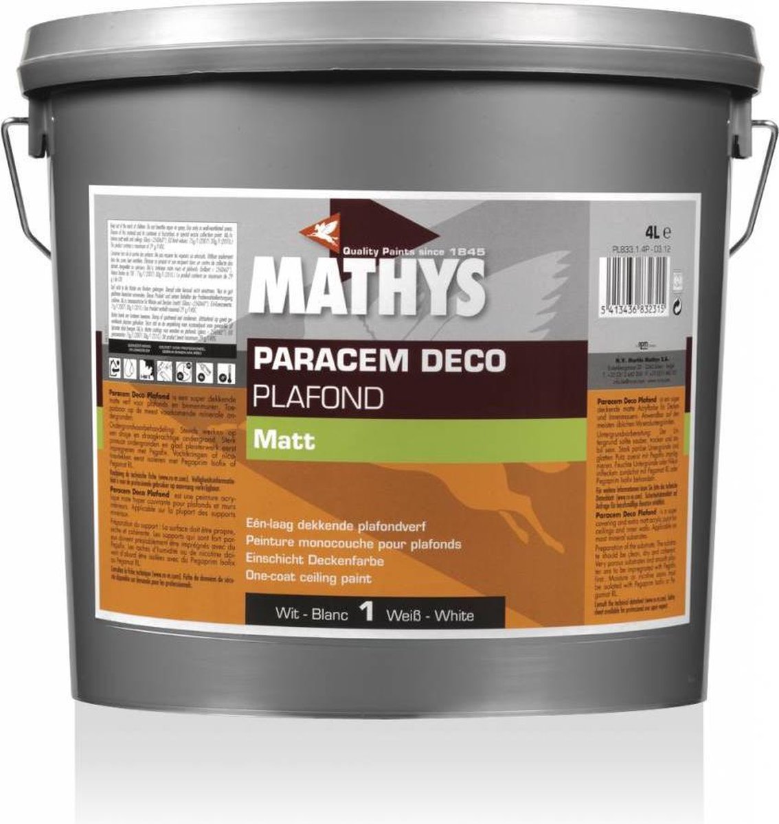 Mathys PARACEM DECO PLAFOND WHITE 10 L