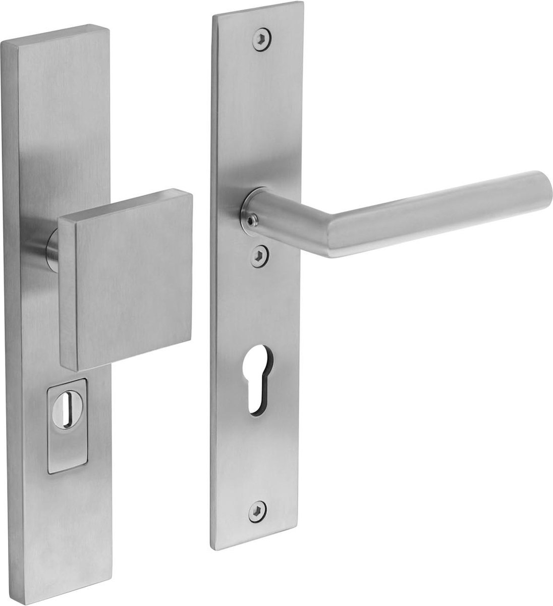 Intersteel Veiligheidsbeslag SKG3 met kerntrekbeveiliging profielcilindergat 72 mm voordeurbeslag rechthoekig rvs geborsteld