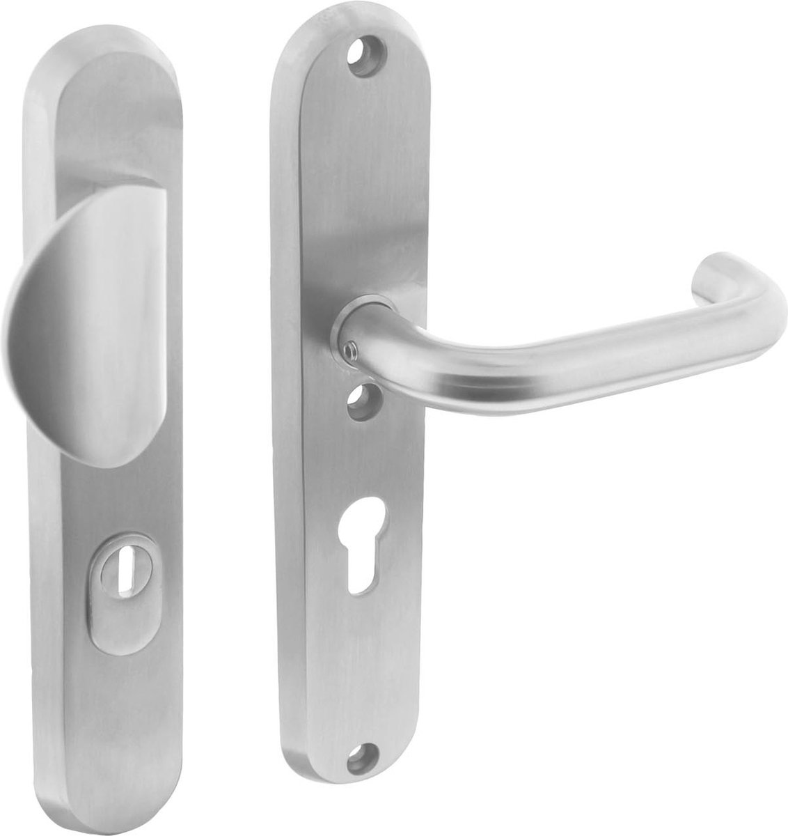 Intersteel Veiligheidsbeslag SKG3 profielcilindergat met kerntrekbeveiliging ovaal voordeurbeslag massief rvs geborsteld