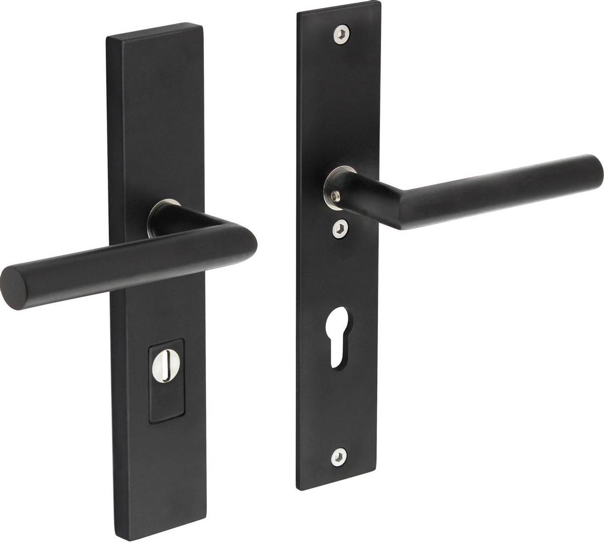 Intersteel Veiligheidsbeslag rechthoekig met kerntrekbeveiliging profielcilindergat mat zwart achterdeurbeslag