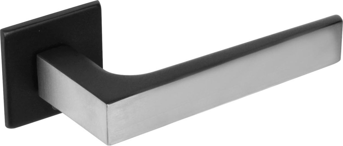 Intersteel Deurkruk Moors No.1 met vierkante rozet 50x50x5mm geveerd rvs/zwart