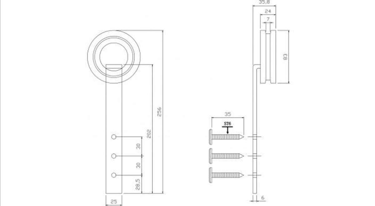 Intersteel Set van 2 hangrollen Modern 255 mm mat zwart