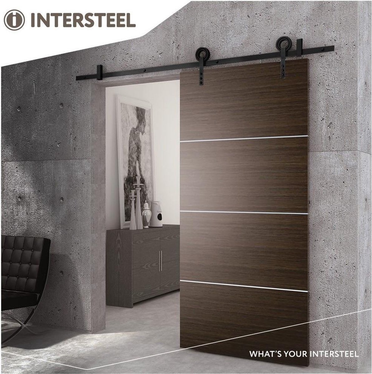 Intersteel Schuifdeursysteem Modern mat zwart