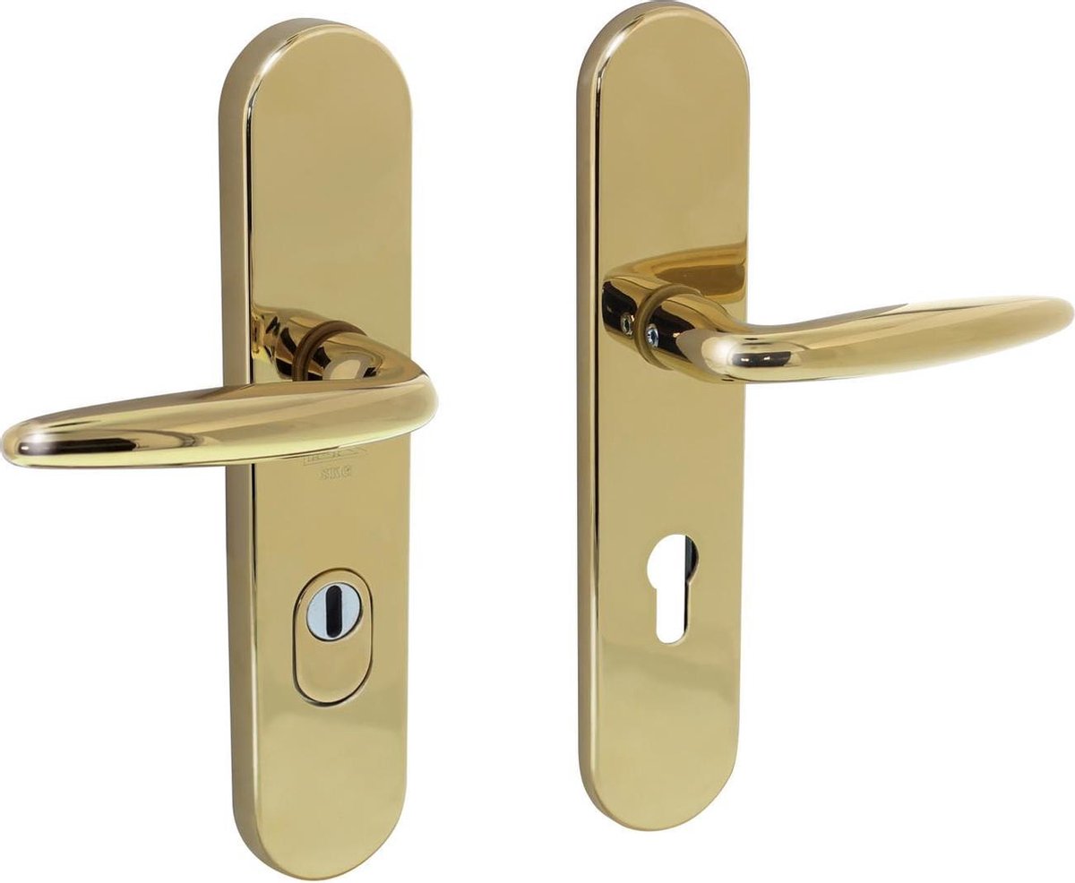 Intersteel Veiligheidsbeslag SKG3 profielcilindergat 72 mm messing titaan PVD achterdeurbeslag met kerntrekbeveiliging