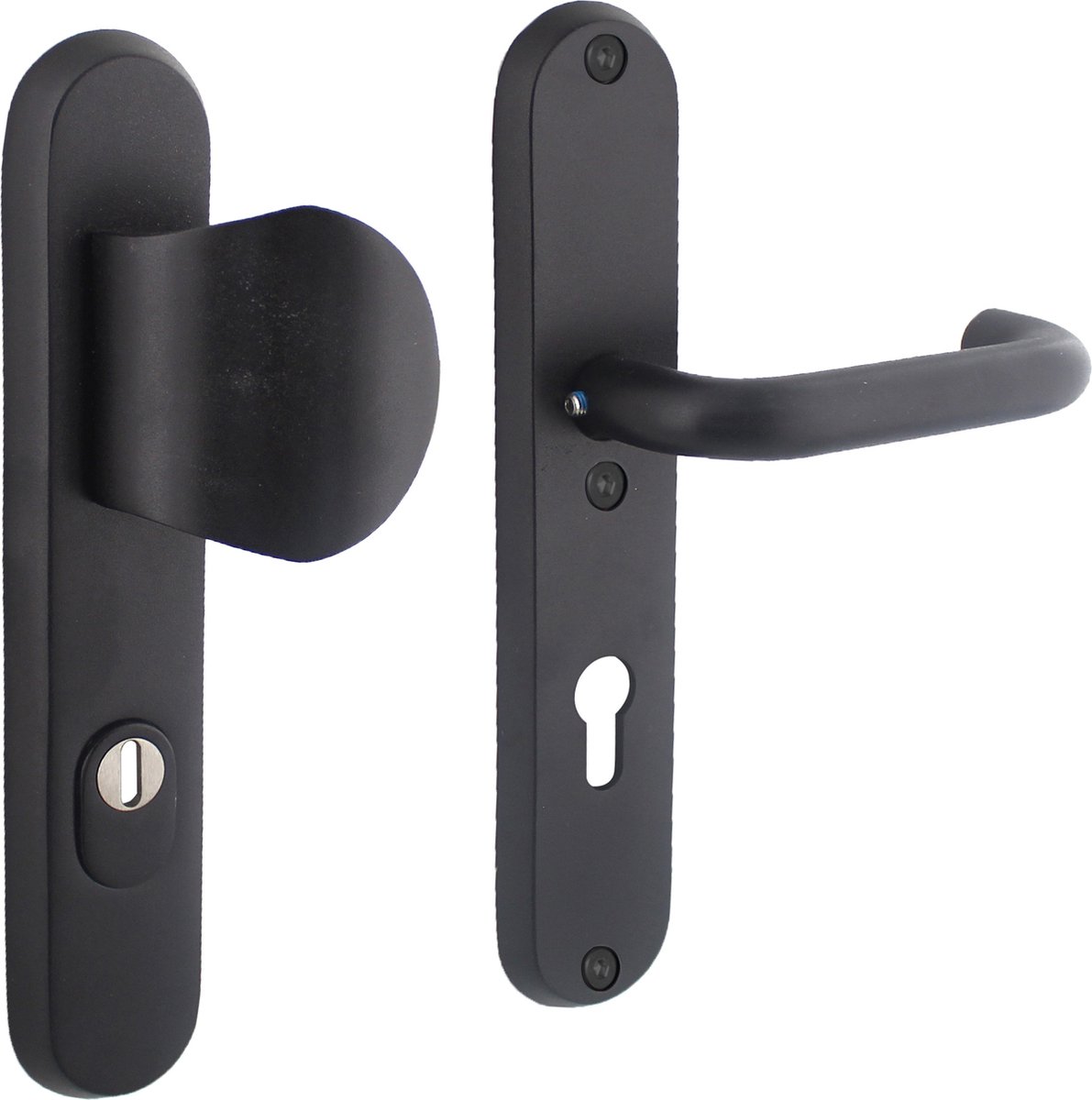 Intersteel Veiligheidsbeslag SKG3 profielcilindergat 72 mm mat zwart ovaal voordeurbeslag met kerntrekbeveiliging