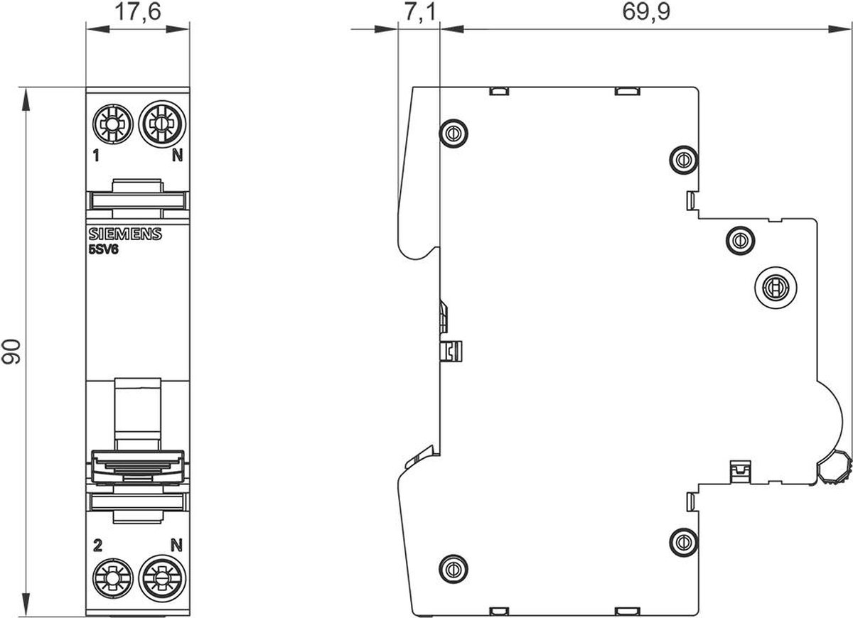 Siemens 5SV60166KK13 Brandbeveiligingsschakelaar 2-polig 13 A 0.03 A 230 V 1 stuk(s)